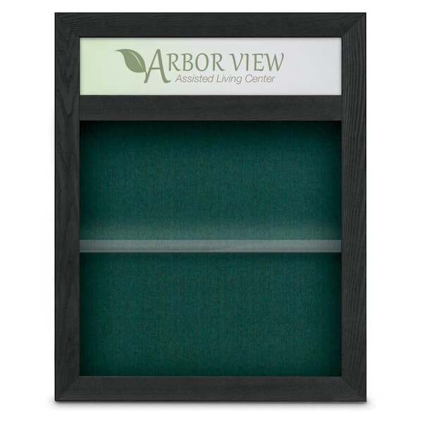 Outdoor Enclosed Combo Board, 42"x32", Satin Frame/Black & Medium Grey